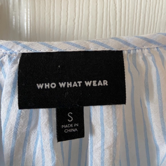 Who What Wear Blue/white Boho Blouse Embroidered - Picture 4 of 4